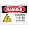 Signmission OSHA Danger Sign, 7" Height, 10" Width, Aluminum, Benzene Cancer Hazard, Landscape, L-1044 OS-DS-A-710-L-1044 - alternate 1